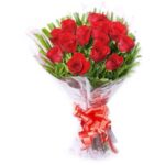 Floralbay Red Roses Bouquet Fresh Flowers in Cellophane Wrapping (Bunch of 15)