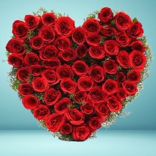 Valentine Day Special Heart Shape Red roses arrangement