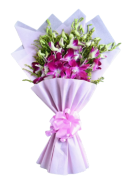 Floralbay: Fresh Purple Orchid Bunch in Paper Wrapping | Elegant Orchid Gift
